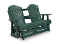 Shell Beach Outdoor Loveseat Glider in Green, angle view