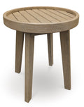 Marina Sun Outdoor End Table in Beige, angle view