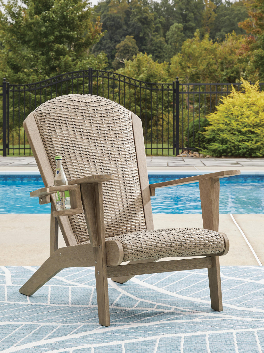 Marina Sun Adirondack Chair in Beige, lifestyle view