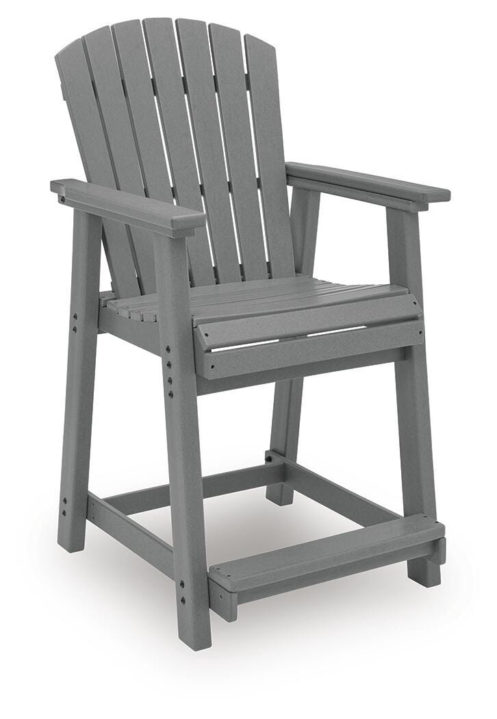 Sanctuary Beach Outdoor Counter Height Bar Stool (Set of 2) in Dark Gray, angle view