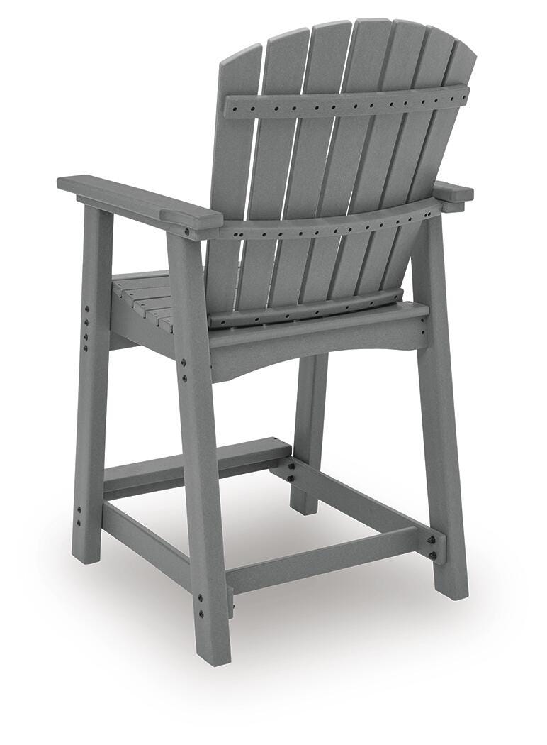 Sanctuary Beach Outdoor Counter Height Bar Stool (Set of 2) in Dark Gray, back view
