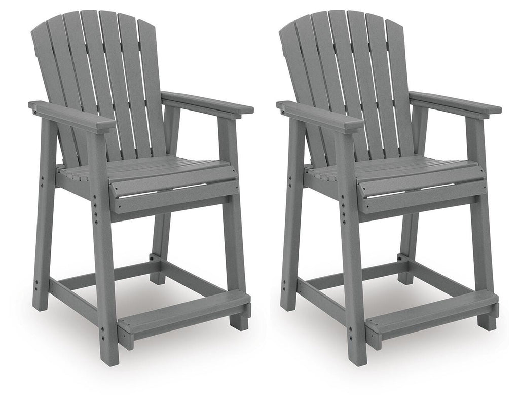 Sanctuary Beach Outdoor Counter Height Bar Stool (Set of 2) in Dark Gray, angle view