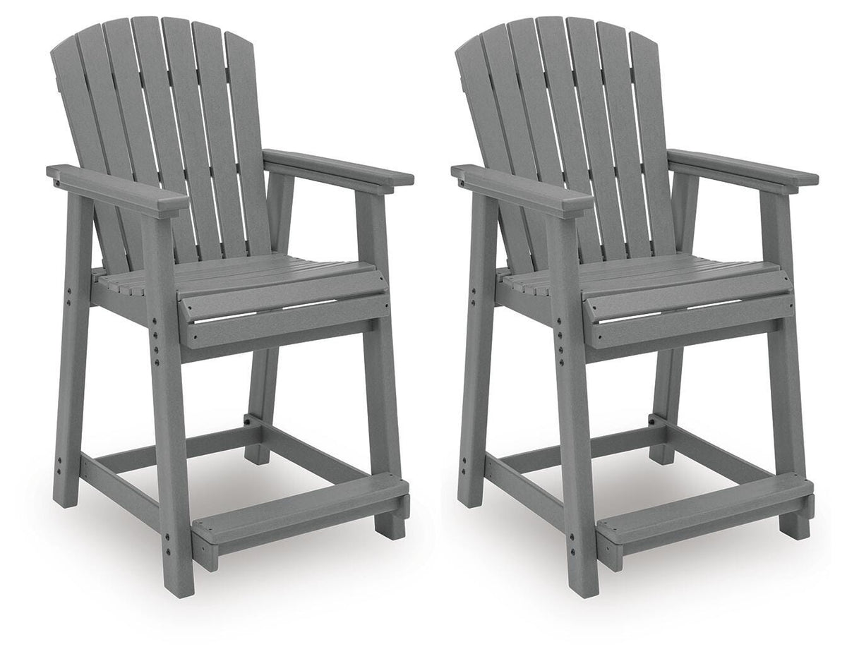 Sanctuary Beach Outdoor Counter Height Bar Stool (Set of 2) in Dark Gray, angle view