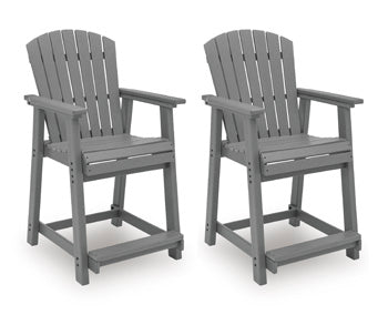 Sanctuary Beach Outdoor Counter Height Bar Stool (Set of 2) in Dark Gray, angle view