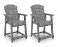 Sanctuary Beach Outdoor Counter Height Bar Stool (Set of 2) in Dark Gray, angle view