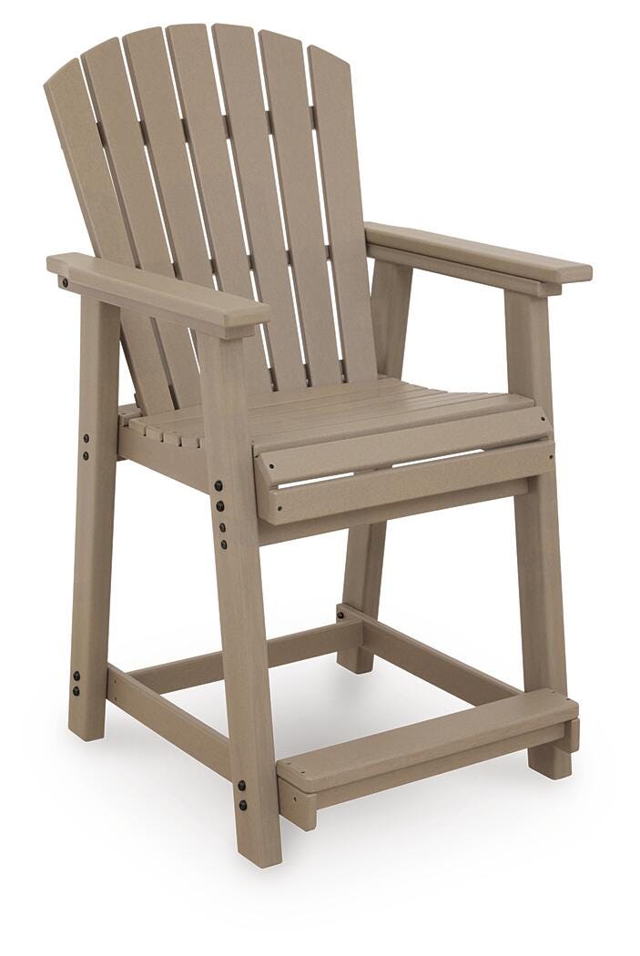 Seacliff Beach Outdoor Counter Height Bar Stool (Set of 2) in Medium Brown, angle view