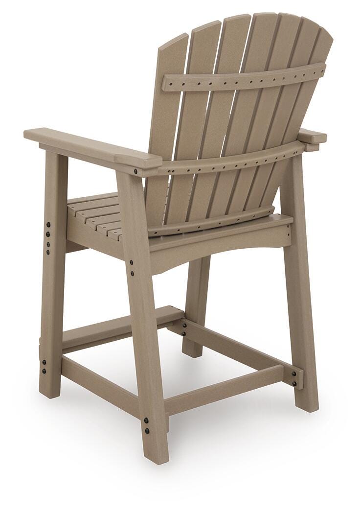 Seacliff Beach Outdoor Counter Height Bar Stool (Set of 2) in Medium Brown, back view