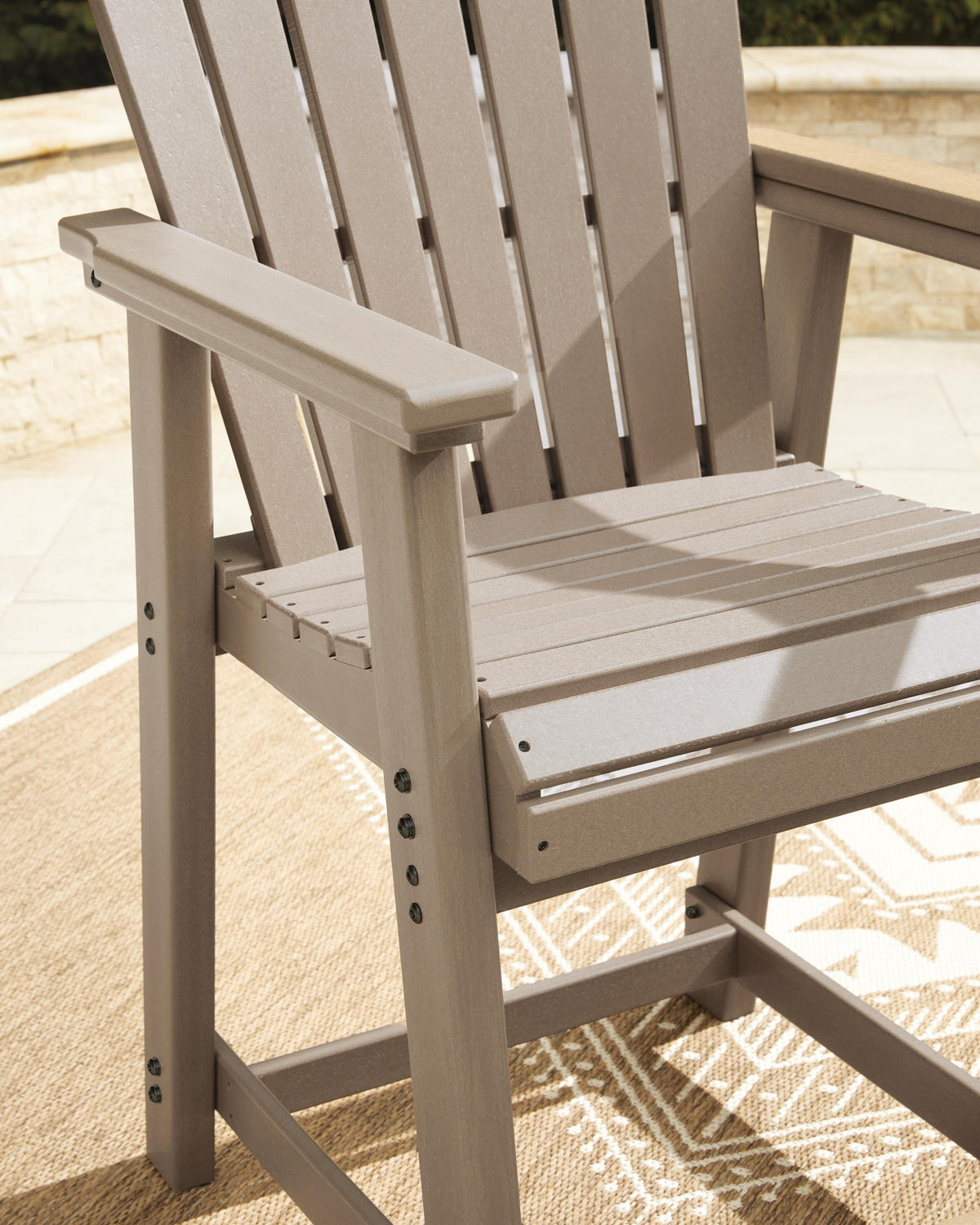 Seacliff Beach Outdoor Counter Height Bar Stool (Set of 2) in Medium Brown, detail view