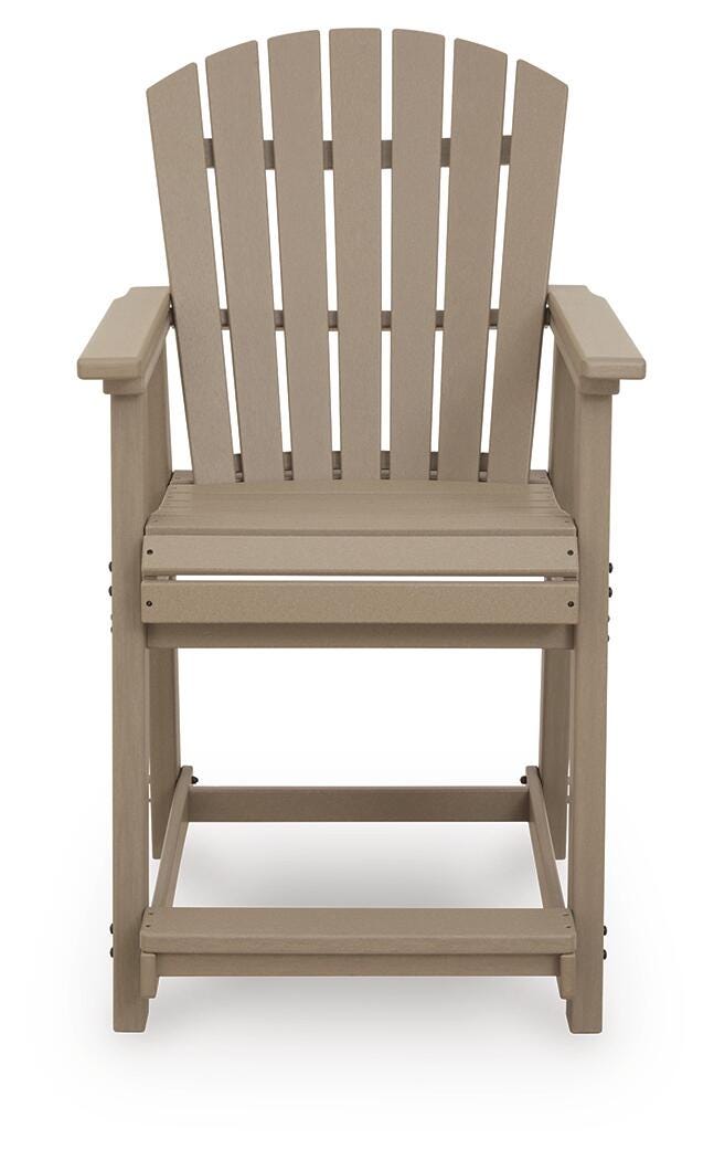Seacliff Beach Outdoor Counter Height Bar Stool (Set of 2) in Medium Brown, front view