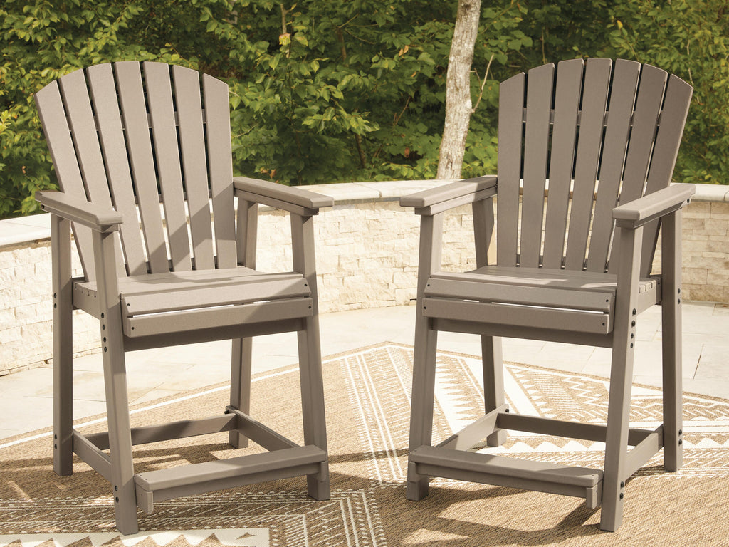 Seacliff Beach Outdoor Counter Height Bar Stool (Set of 2) in Medium Brown, lifestyle view