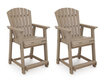 Seacliff Beach Outdoor Counter Height Bar Stool (Set of 2) in Medium Brown, angle view