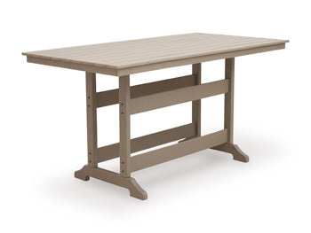 Seacliff Beach Outdoor Counter Height Dining Table in Medium Brown, angle view
