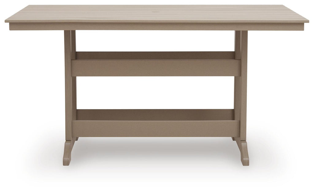 Seacliff Beach Outdoor Counter Height Dining Table in Medium Brown, front view