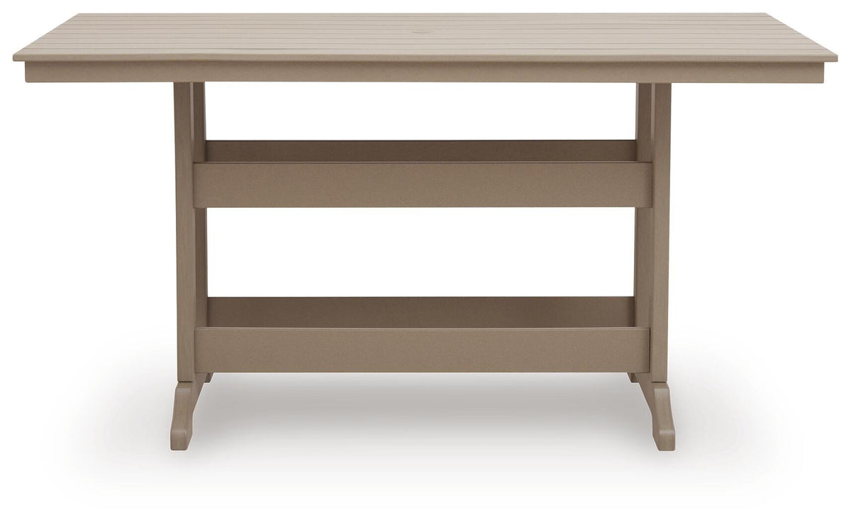 Seacliff Beach Outdoor Counter Height Dining Table in Medium Brown, front view