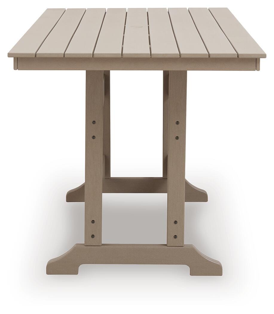 Seacliff Beach Outdoor Counter Height Dining Table in Medium Brown, side view
