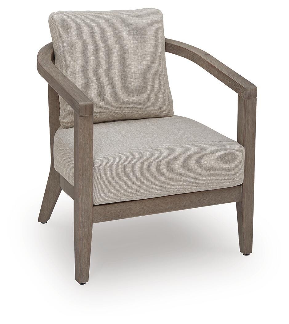 Joy Lagoon Outdoor Chairs with Cushions/Table (Set of 3) in Beige, angle view