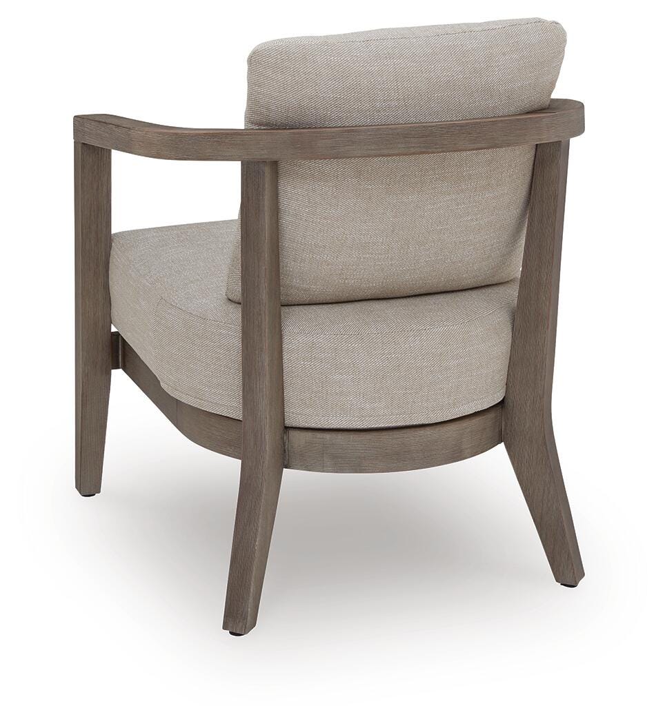 Joy Lagoon Outdoor Chairs with Cushions/Table (Set of 3) in Beige, back view