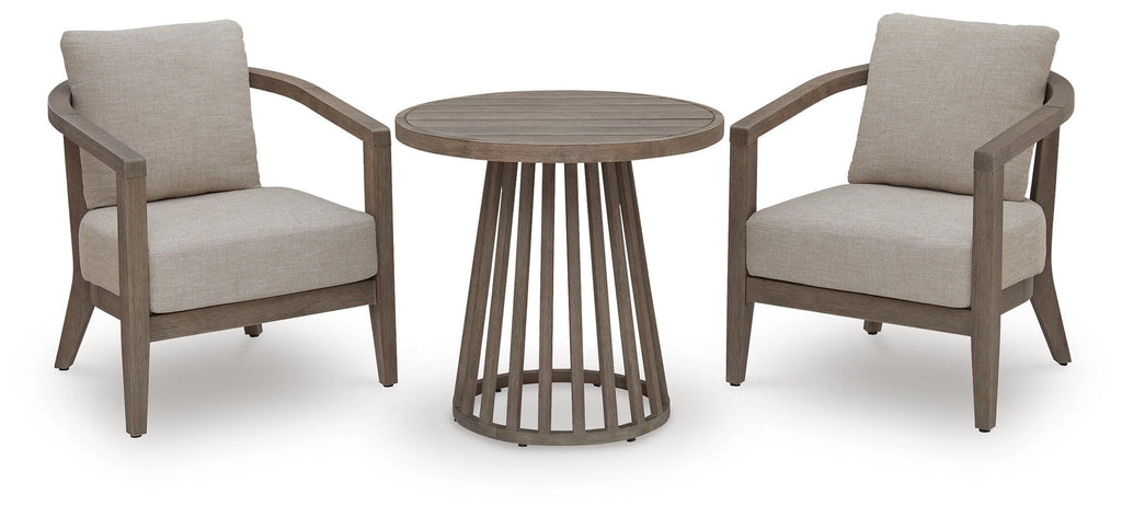 Joy Lagoon Outdoor Chairs with Cushions/Table (Set of 3) in Beige, alternate view 2