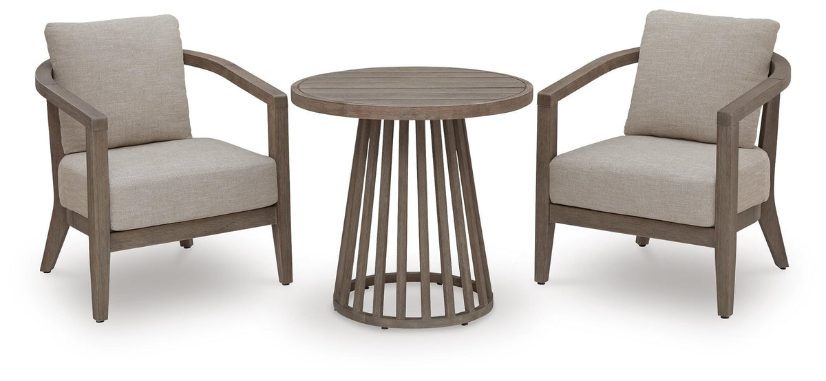 Joy Lagoon Outdoor Chairs with Cushions/Table (Set of 3) in Beige, alternate view 2