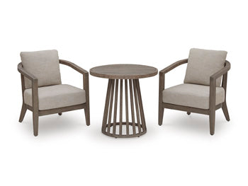 Joy Lagoon Outdoor Chairs with Cushions/Table (Set of 3) in Beige