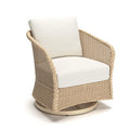Stewarts Point Outdoor Swivel Glider Chair with Cushion in Beige, angle view