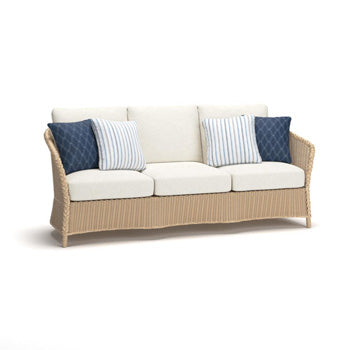 Stewarts Point Outdoor Sofa with Cushion in Beige, angle view