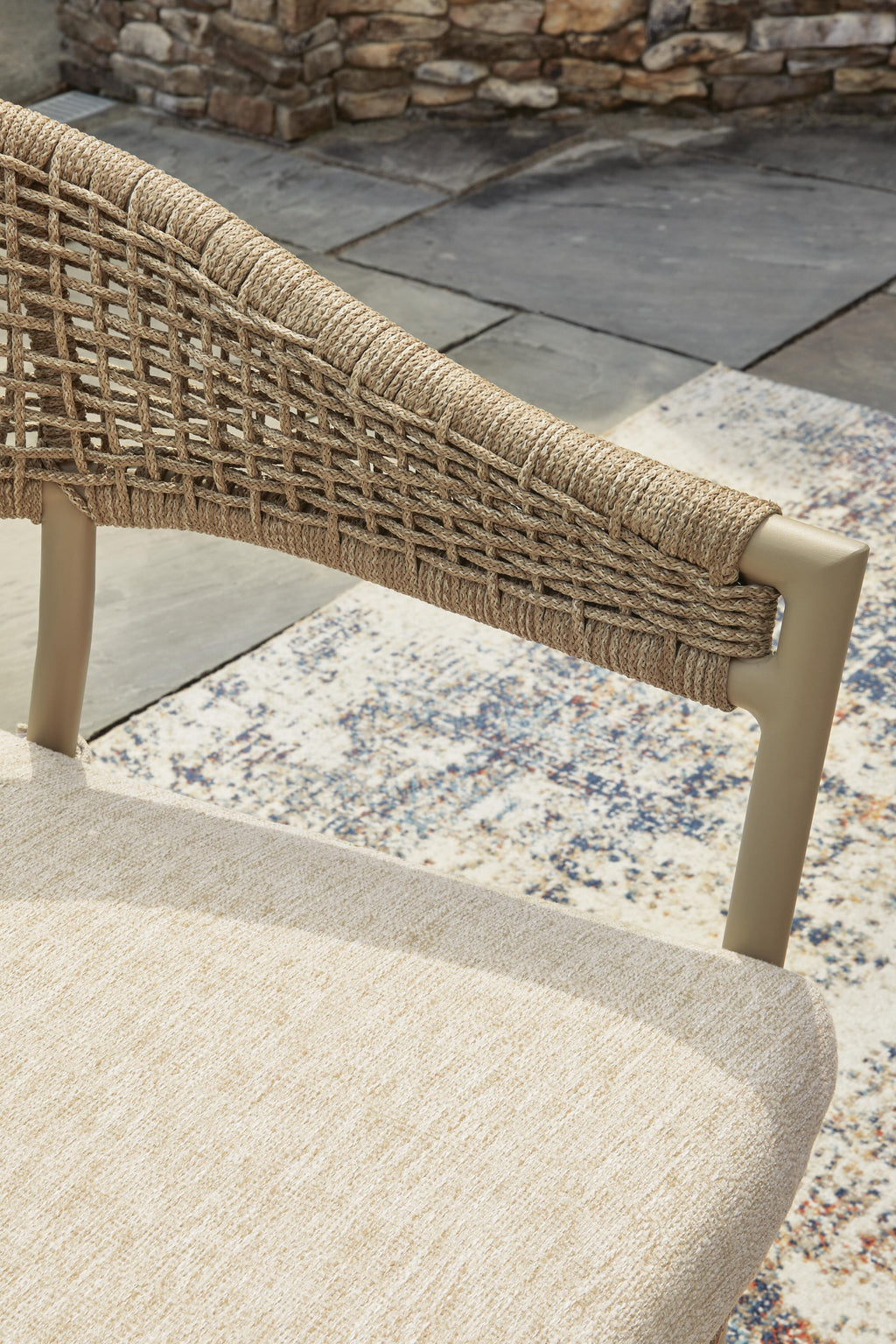 Orchard Beach Outdoor Arm Chair with Cushion (Set of 4) in Beige, detail view