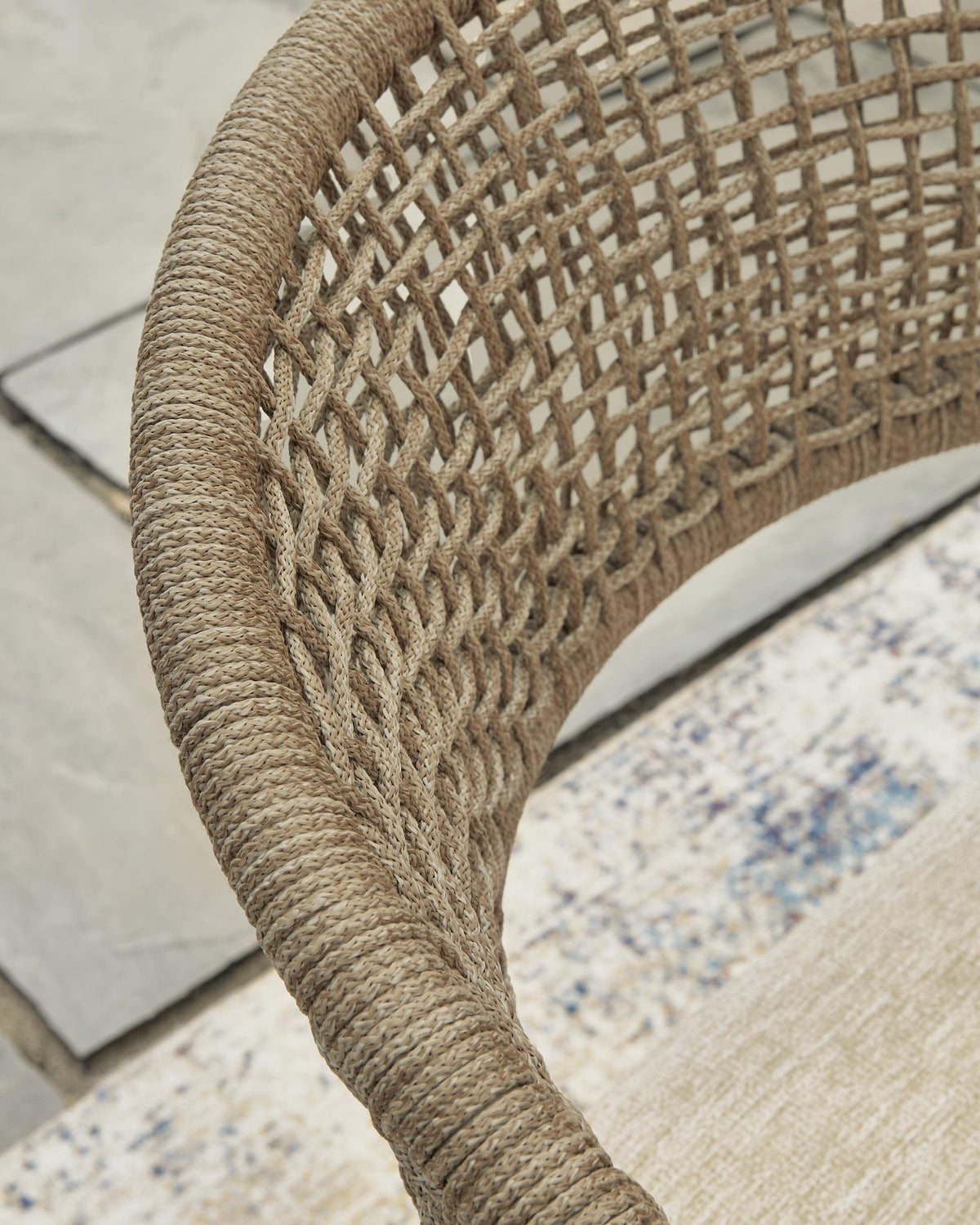 Orchard Beach Outdoor Arm Chair with Cushion (Set of 4) in Beige, back view