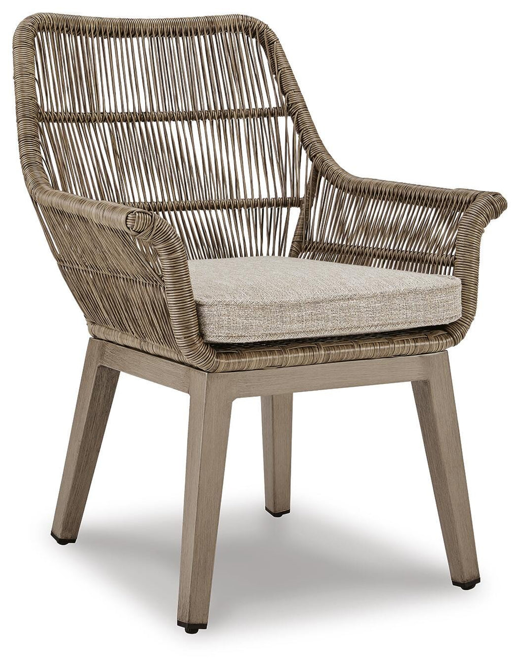 Beach Front Arm Chair with Cushion (Set of 2) in Beige, angle view