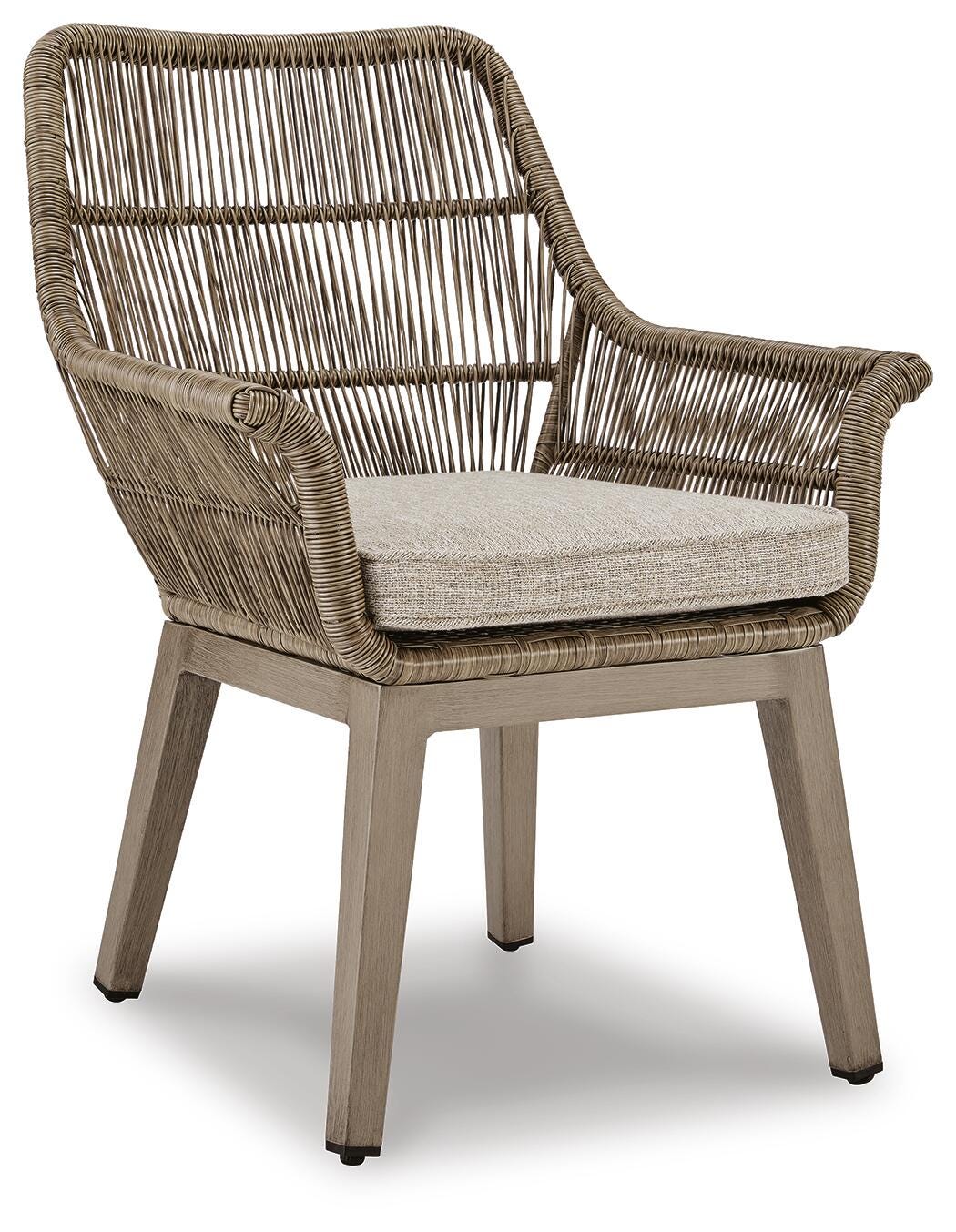 Beach Front Arm Chair with Cushion (Set of 2) in Beige, angle view