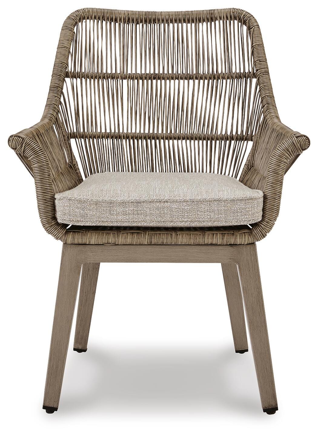 Beach Front Arm Chair with Cushion (Set of 2) in Beige, front view