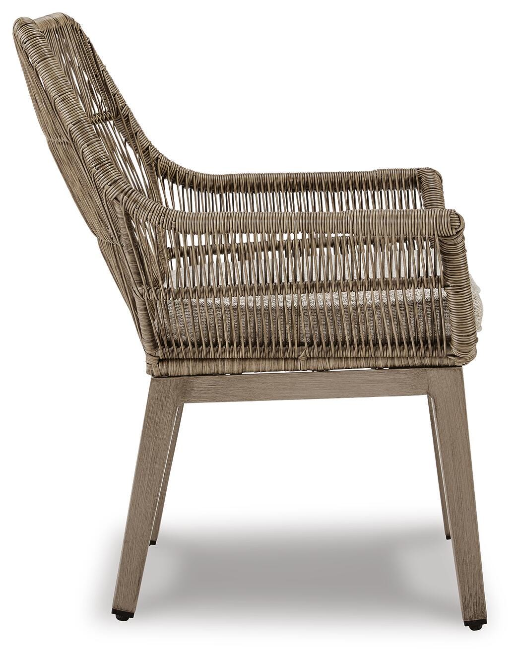 Beach Front Arm Chair with Cushion (Set of 2) in Beige, side view