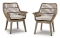 Beach Front Arm Chair with Cushion (Set of 2) in Beige