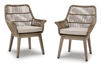 Beach Front Arm Chair with Cushion (Set of 2) in Beige