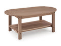 Grover Beach Outdoor Coffee Table in Driftwood, angle view