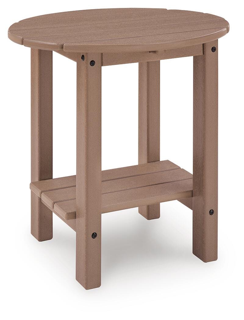Grover Beach Outdoor End Table in Driftwood, angle view