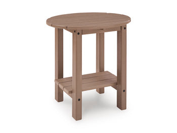 Grover Beach Outdoor End Table in Driftwood, angle view