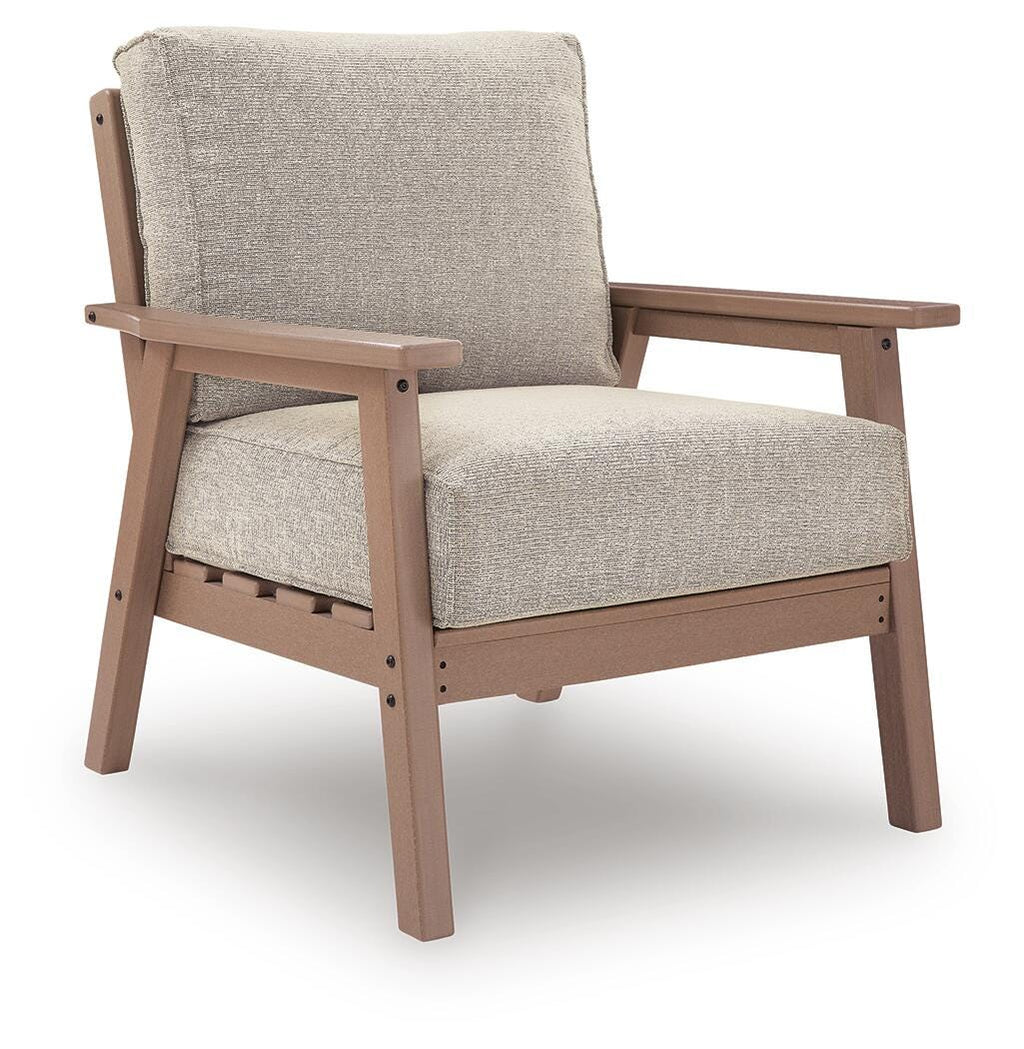 Grover Beach Outdoor Lounge Chair with Cushion (Set of 2) in Driftwood, angle view
