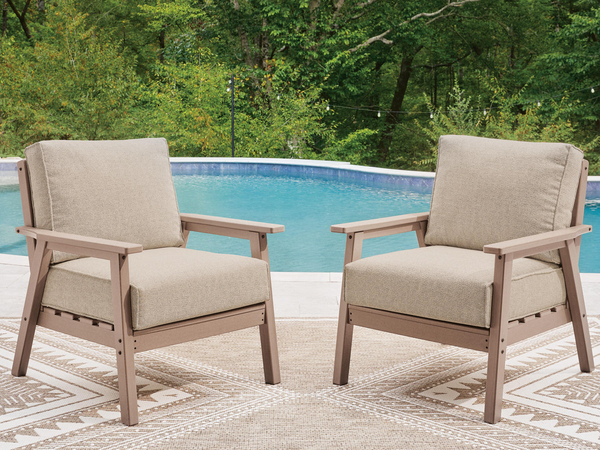 Grover Beach Outdoor Lounge Chair with Cushion (Set of 2) in Driftwood, lifestyle view