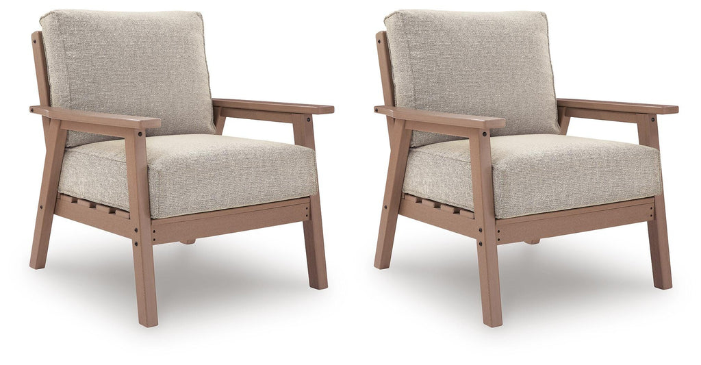 Grover Beach Outdoor Lounge Chair with Cushion (Set of 2) in Driftwood, angle view