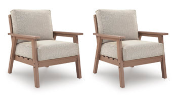 Grover Beach Outdoor Lounge Chair with Cushion (Set of 2) in Driftwood, angle view