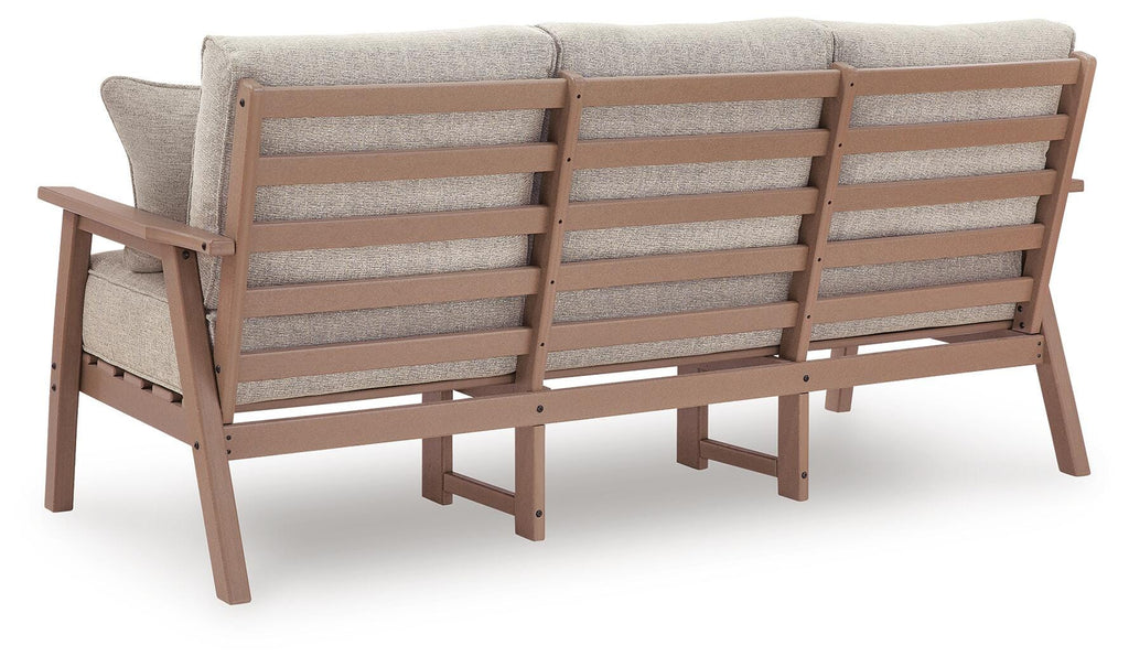 Grover Beach Outdoor Sofa with Cushion in Driftwood, back view