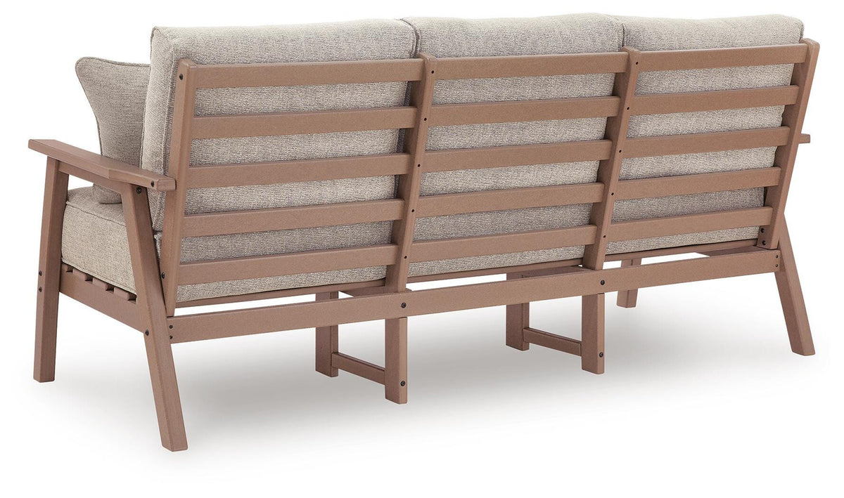 Grover Beach Outdoor Sofa with Cushion in Driftwood, back view