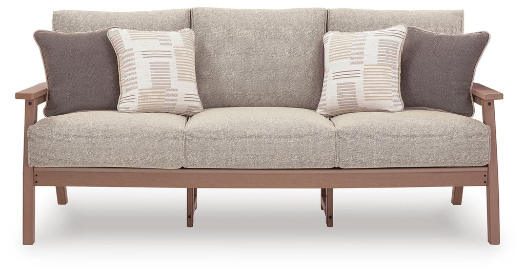 Grover Beach Outdoor Sofa with Cushion in Driftwood, front view