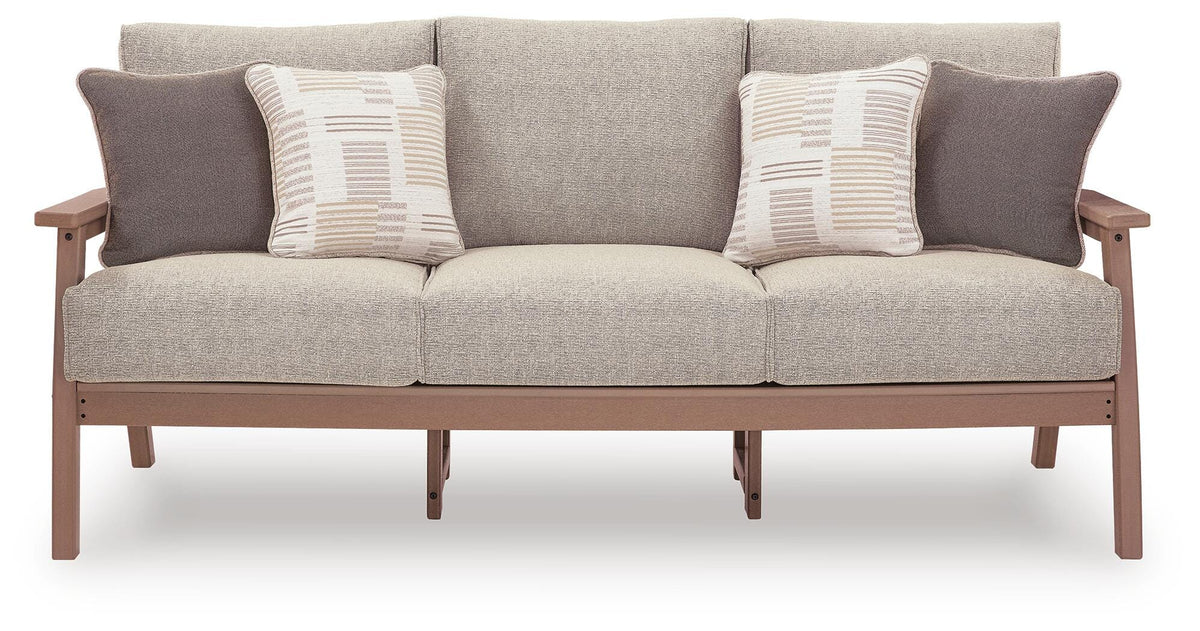 Grover Beach Outdoor Sofa with Cushion in Driftwood, front view