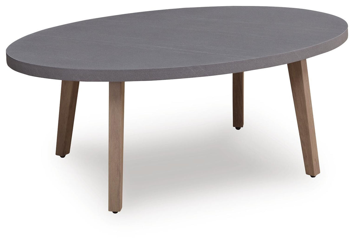 Harmony Headlands Outdoor Coffee Table in Natural/Gray, angle view
