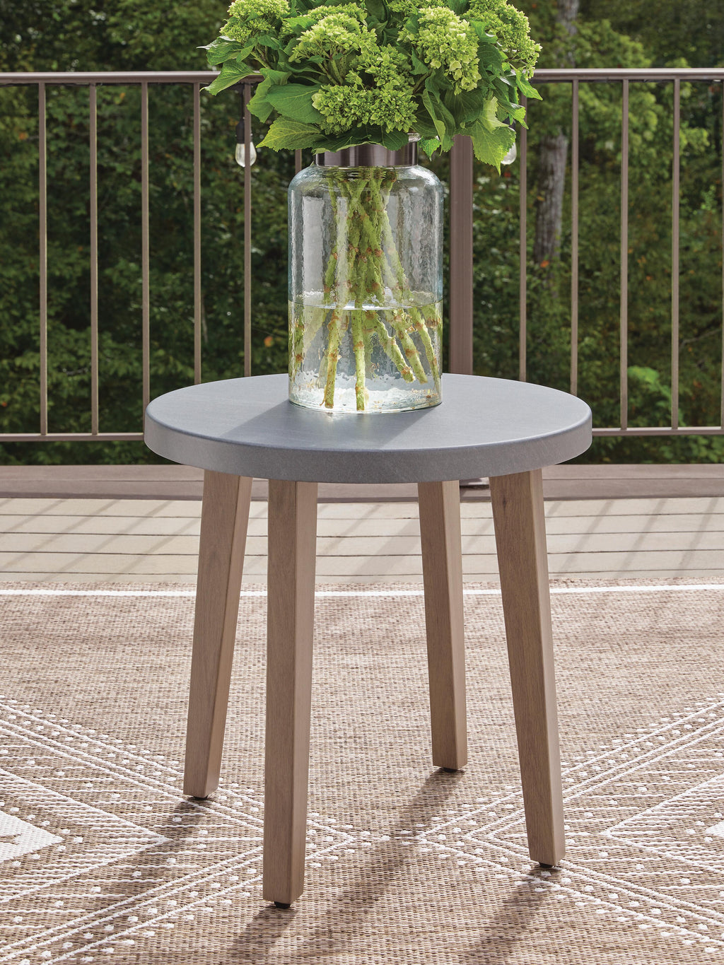 Harmony Headlands Outdoor End Table in Natural/Gray, lifestyle view