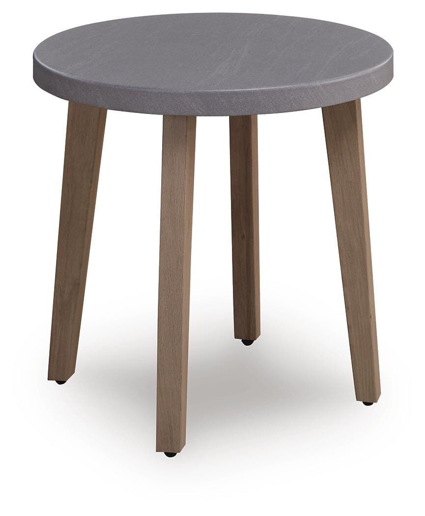 Harmony Headlands Outdoor End Table in Natural/Gray, angle view