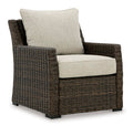 Brook Ranch Outdoor Lounge Chair with Cushion in Brown, angle view