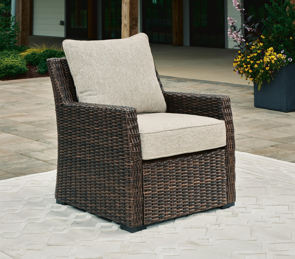 Brook Ranch Outdoor Lounge Chair with Cushion in Brown, alternate view 3
